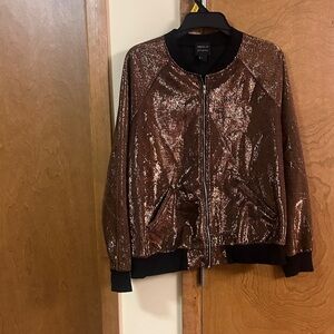 Sequin Bomber Jacket - Brown